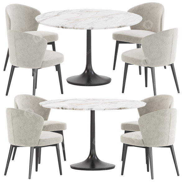 Table and Chairs Dining Set 29 3D model