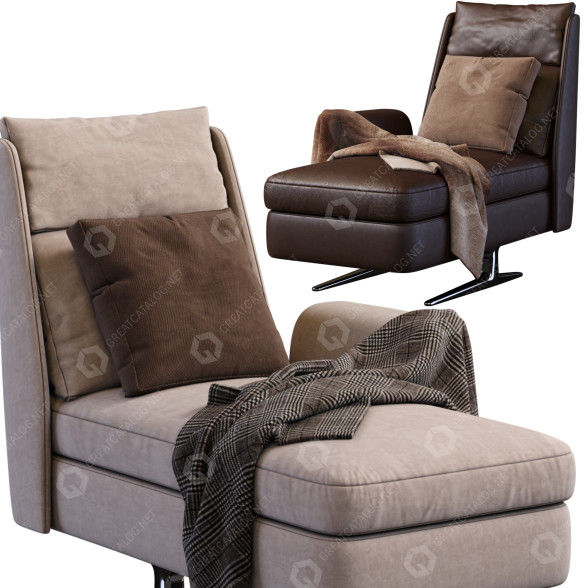 Шезлонг Minotti Spencer Brown and Beige 3D модель