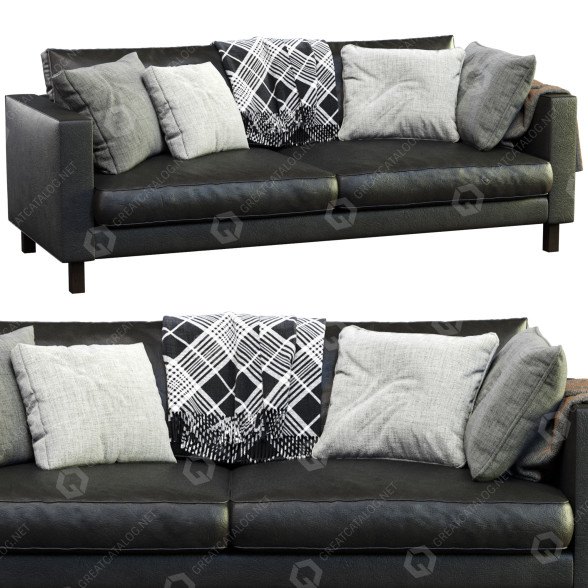 Canapé IKEA Black Leather Karlstad modèle 3D