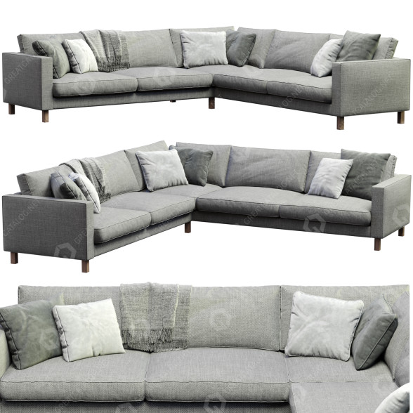 Диван IKEA Light Gray Fabric Karlstad 3D модель