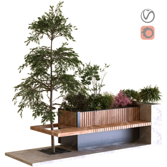 Рослини та лава Tree in Box Set 021 3D модель
