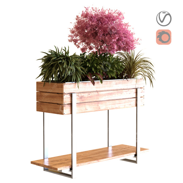 Blumentopf Pflanzenset 028 3D-Modell
