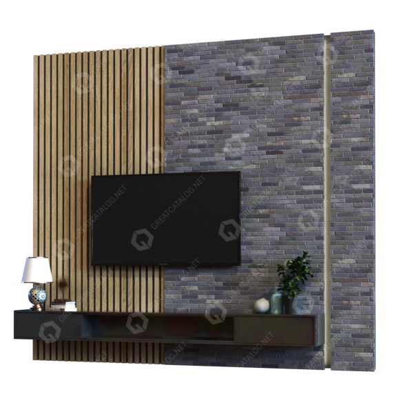 TV-Wandschrank Set 021 3D-Modell