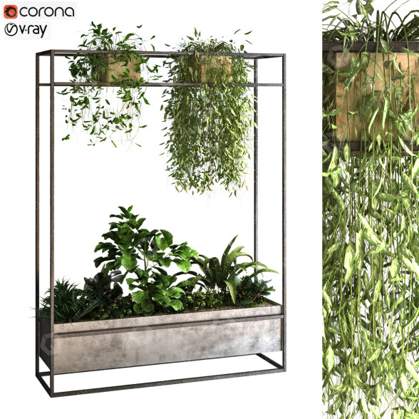 Pot de fleurs Ensemble de plantes 050 modèle 3D