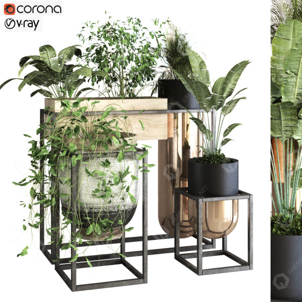 Pots de fleurs Ensemble de plantes 053 modèle 3D