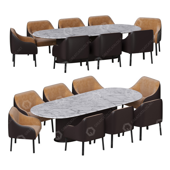 Tisch und Stühle OE-Fashion Home Furniture Luxury Italian Leather Dining 3D-Modell