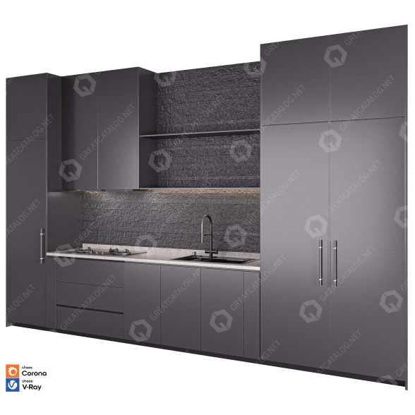 Кухня Ishape Black 3D модель