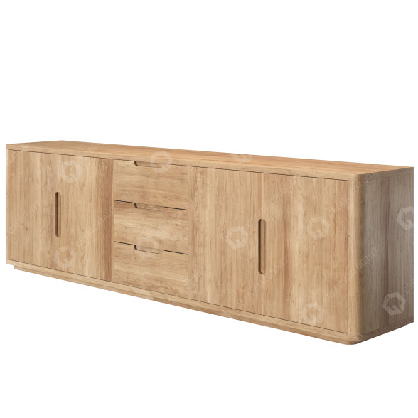 Media Console RH Breton Panel 4Door With Drawers 3D model