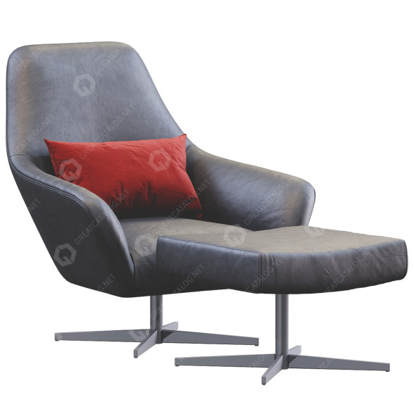 Fotel i pufa Confort Leather model 3D