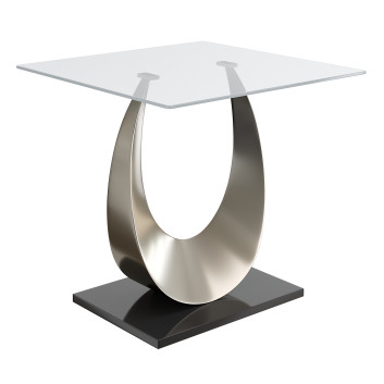 Журнальный столик Furniture of America Suse Glass Top End in Silver Satin Plated