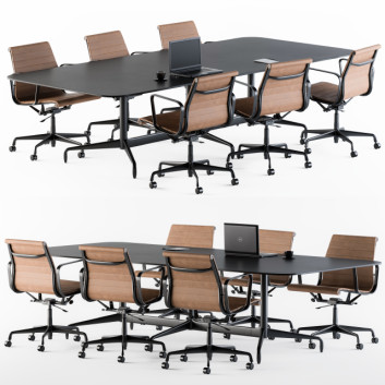 Workspace  Meeting Table with Office Chair 3D model