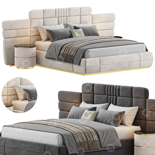 Bett und Nachttischchen Antonelli Mobili Norton 0801 3D-Modell
