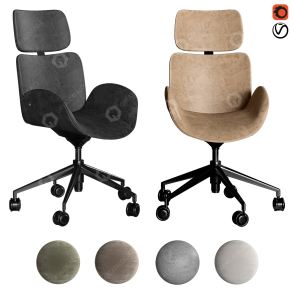 Bürostuhl Leather and Fabric 3D-Modell
