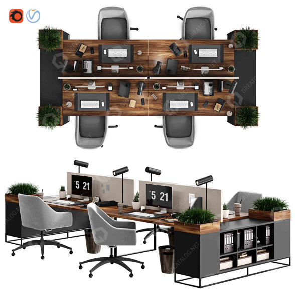 Espace de travail Office Furniture 01 modèle 3D