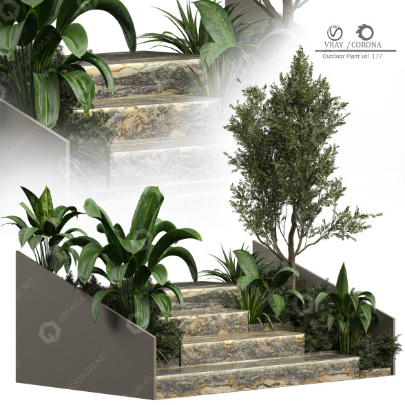 Escaleras y plantas Outdoor 177 Modelo 3D