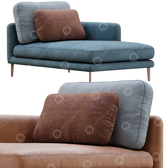 Banquette Bonaldo Paraiso Leather and Fabric modèle 3D