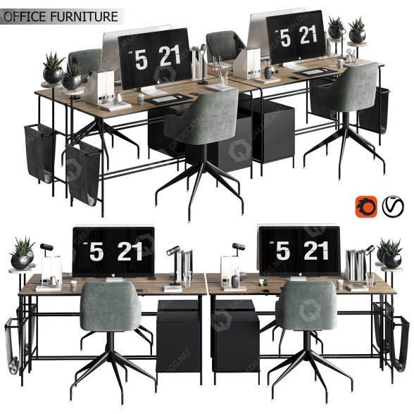 Espace de travail Office Furniture 04 modèle 3D