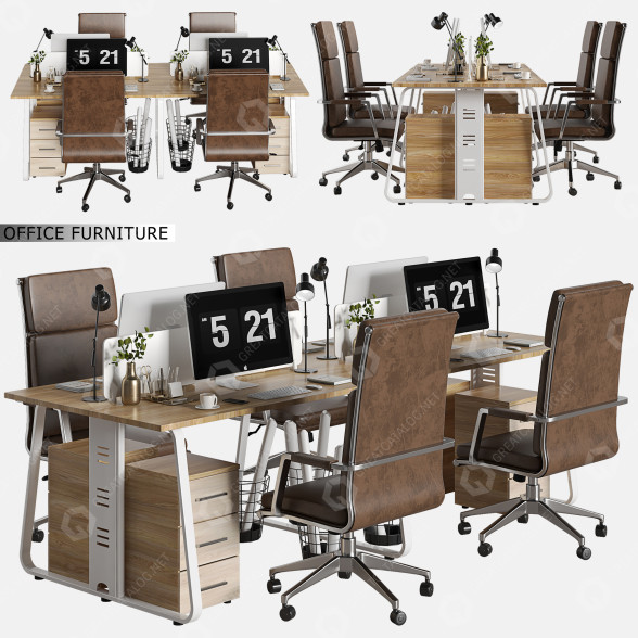 Przestrzeń robocza Office Furniture 08 model 3D