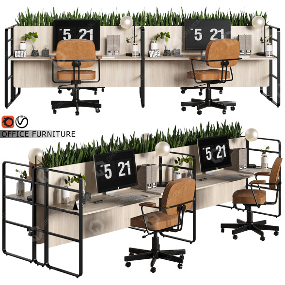 Przestrzeń robocza Office Furniture 10 model 3D