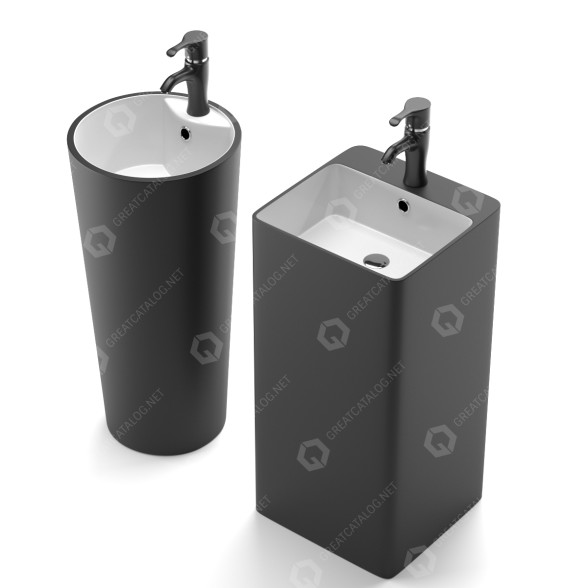 Waschbecken und Wasserhahn MLN-B126 BWM by Melana 3D-Modell