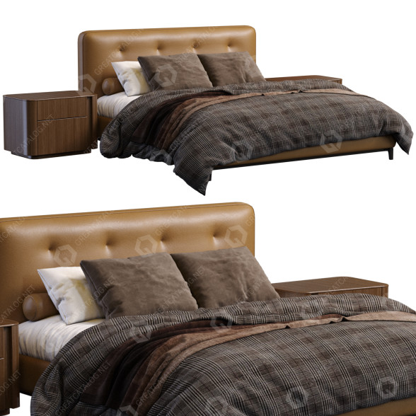 Ліжко та тумбочки Minotti Andersen Quilt 3D модель