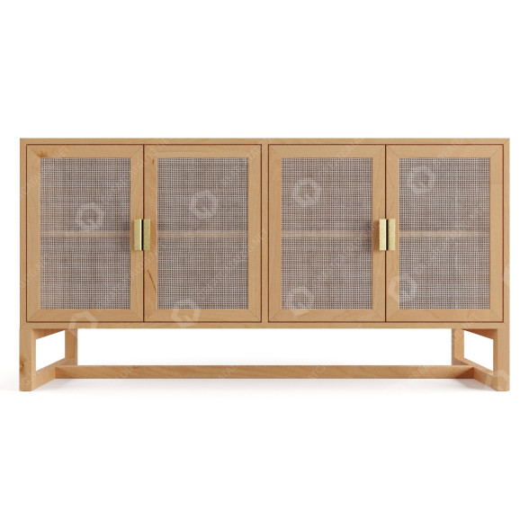 Buffet Wooden Rattan modèle 3D