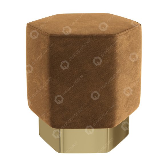 Hocker Worlds Away Brushed Camel Velvet 3D-Modell
