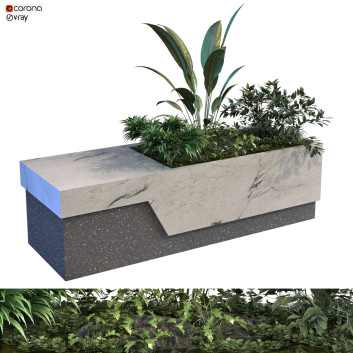 Maceta  Planta en caja conjunto 095 Modelo 3D