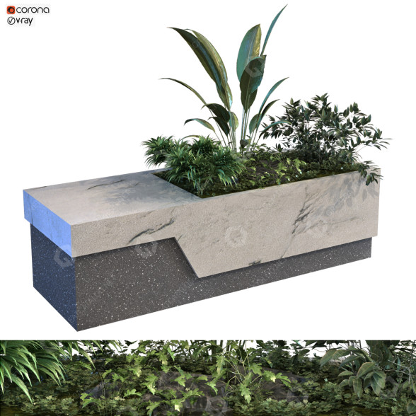 Maceta Planta en caja conjunto 095 Modelo 3D