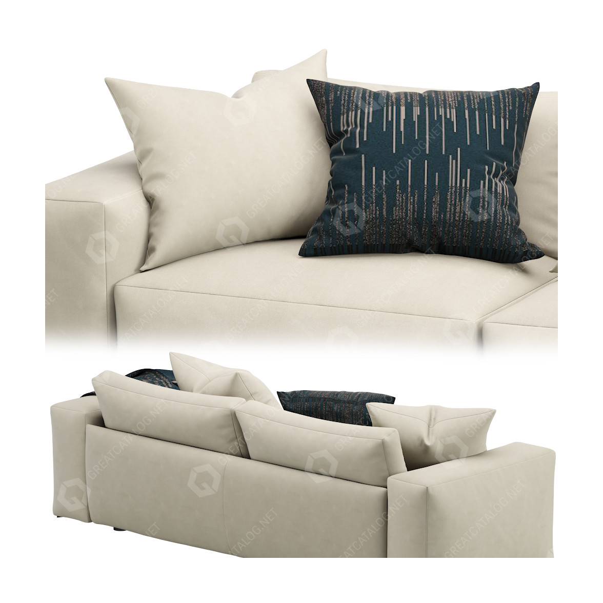 Sofa Dienne Salotti Cross Biege 3D model GreatCatalog 18389