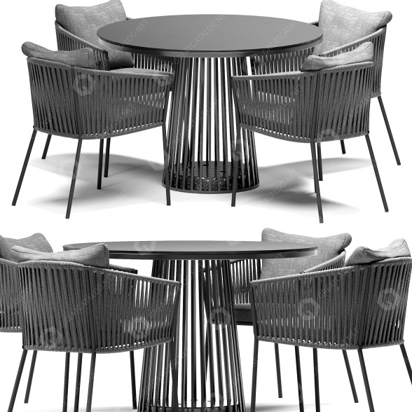 Stół i krzesła Burke Decor Porto Dining and Grid model 3D