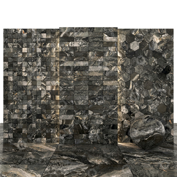 Tile Orobico Dark Marble 01 3D model