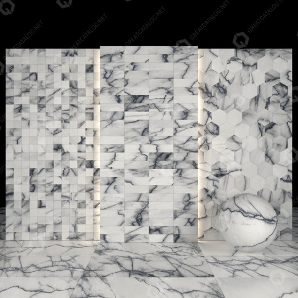 Tile Athos White Marble 3D model
