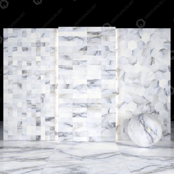 Tile White Crystal Marble 02 3D model