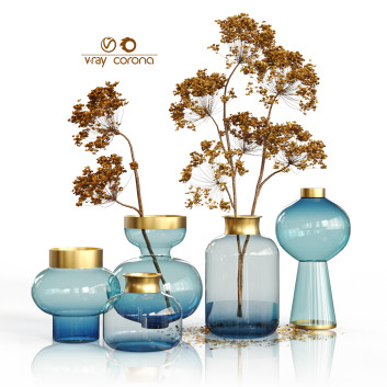 Вази та рослини Set Bouquets Blue