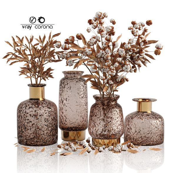 Jarrones y plantas Set Bouquets Bronze Modelo 3D