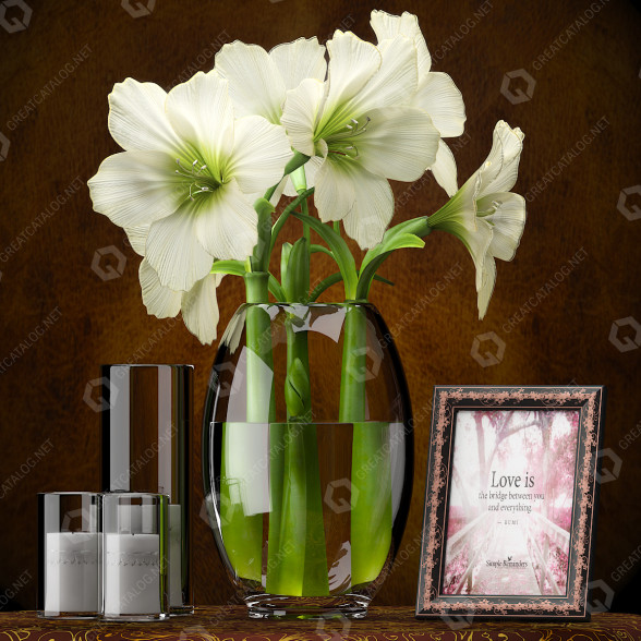 Декор Light Yellow Amaryllis 3D модель