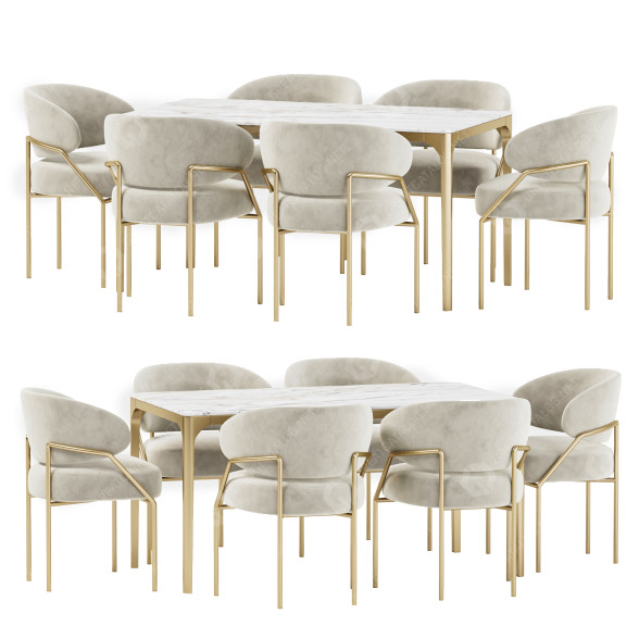 Mesa y sillas Meridiani Dining Set 32 Modelo 3D