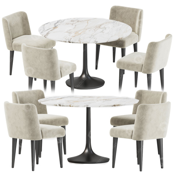 Стіл та стільці Meridiani Dining Set 33 3D модель