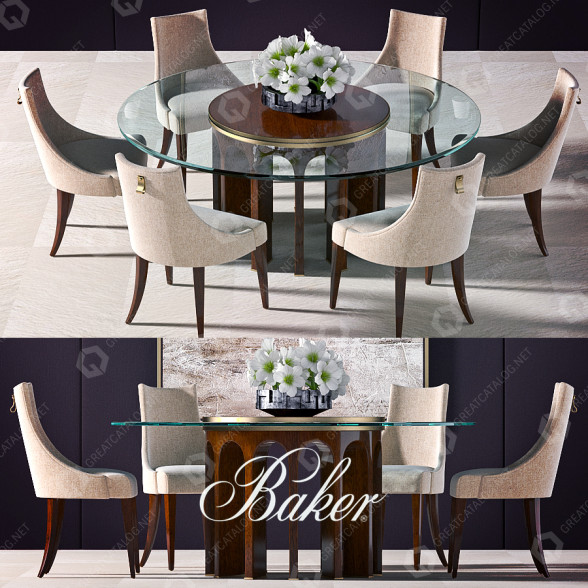 Стіл, стільці та декор Baker McGuire Dinning 1 3D модель