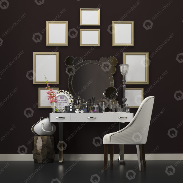 Dressing Table and Decor Set 2 3D model