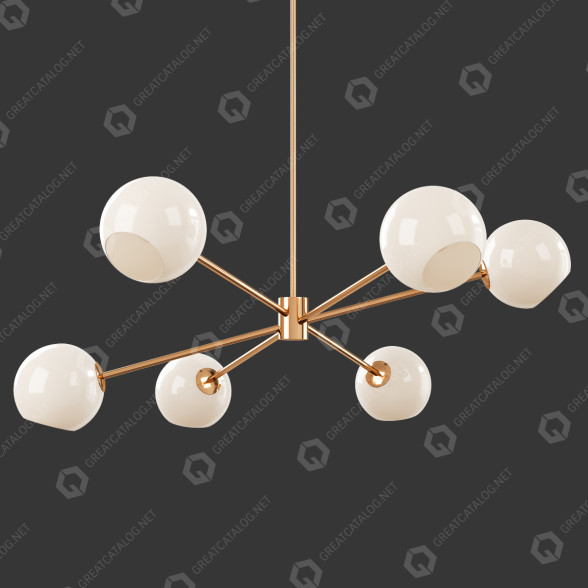 Kronleuchter West Elm Staggered Glass 6-Light - Milk 3D-Modell