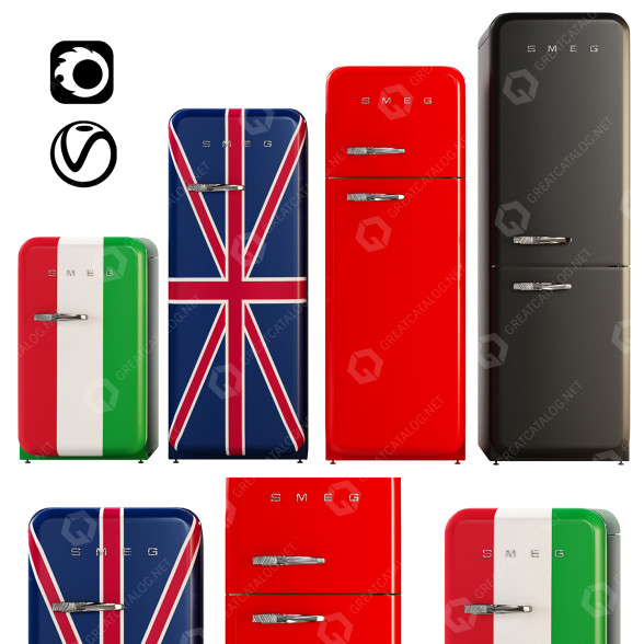 Lodówki Smeg Set model 3D