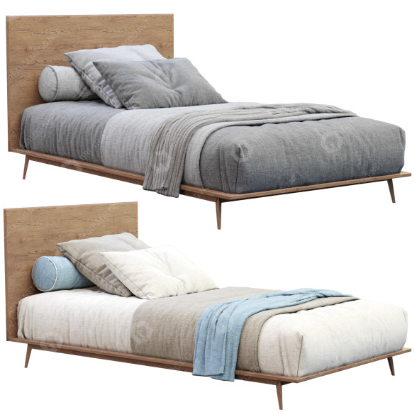Ліжко West Elm Walnut Single 3D модель