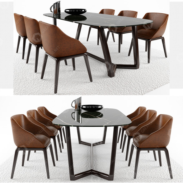 Стіл, стільці та декор Dining Table 3 3D модель