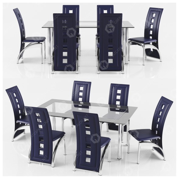 Стіл та стільці Dining Set 7 3D модель