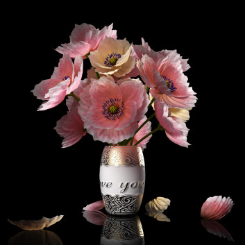 Ваза та квіти Light Pink Poppies