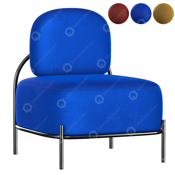 Armchair Homary Linen Upholstered Armless Accent 3D model