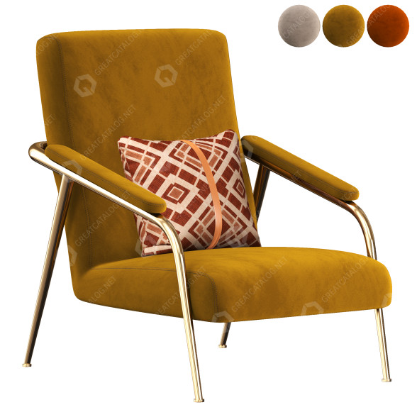 Armchair Homary Mid Century Accent Velvet 3D model
