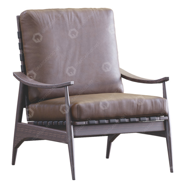 Крісло West Elm Mid Century Show Wood Leather 3D модель
